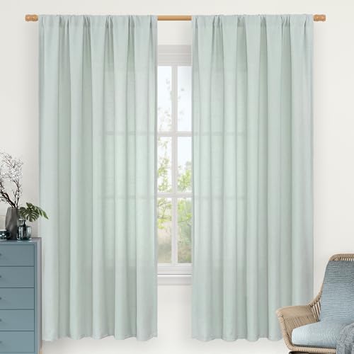 Light Blue Linen Curtains 72 inch Length for Living Room (Light Blue / 52"W x 72"L (Pack of 2))