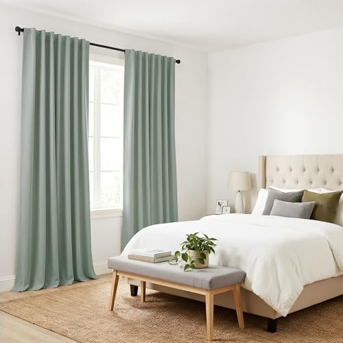 Sage Green Blackout Curtains 96 inch Long (Sage Green / 52"W x 96"L (Pack of 2))