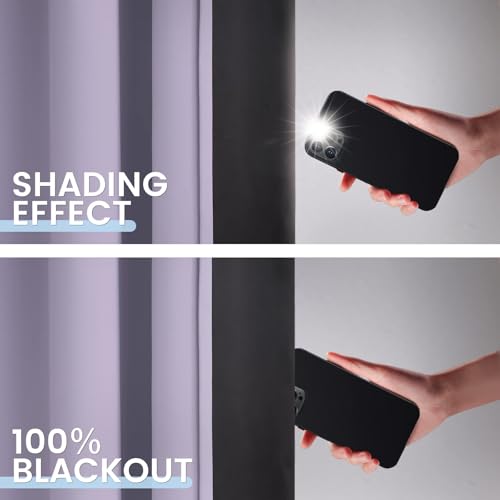 Lilac 100% Blackout Curtains Room Darkening Living Room 54 Inch (Lilac / 42"W x 54"L (Pack of 2))