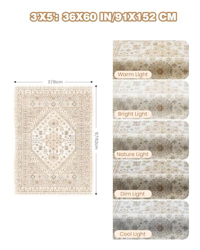 3x5 Washable Area Rug for Entryway Non Slip Rugs (Cream/Beige / 3' x 5' (Rectangular))