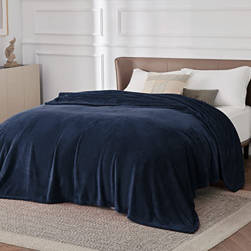 Soft Cozy Warm Fleece Large Oversized Bed Blanket Navy 120"x120" (02 - Navy / Large (120" X 120"))