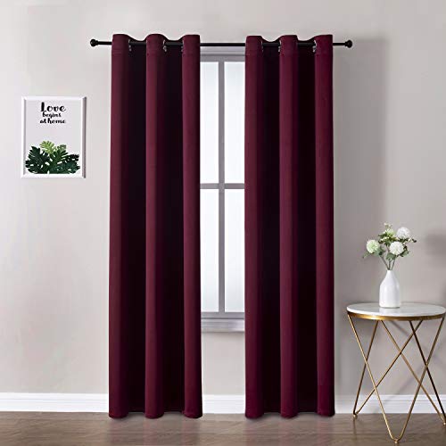Blackout Curtains for Bedroom and Living Room 84 Inches Long (42"W x 84"L (Pack of 2) / Burgundy Red)
