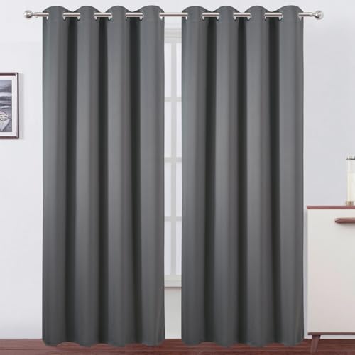 Blackout Curtains 52 x 120 Inch Long Frost Grey Curtains Set of 2 Panels Room Darkening Curtains for Bedroom and Living Room (Frost Grey / 52"W x 120"L (Pack of 2))