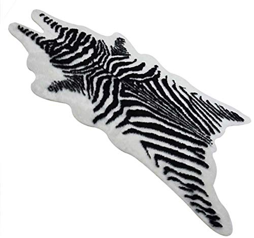 Zebra Print Rug Faux Animal Cowhide Skin Area Rug Leather Carpet Mat Small Size for Home Office Livingroom 3.1' x 3.6' (Zebra Print - 3.1x3.6ft)