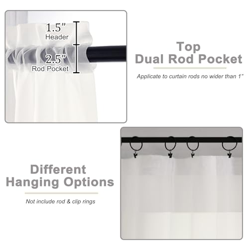 Ivory Sheer Curtain for Bedroom Living Room 78 Inches Long 2 Panels Set (Ivory / 42"W x 78"L (Pack of 2))
