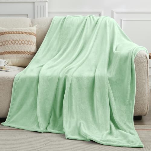 Sage Green Fleece Throw Blanket for Bed (Sage Green / Throw(50"x60"))