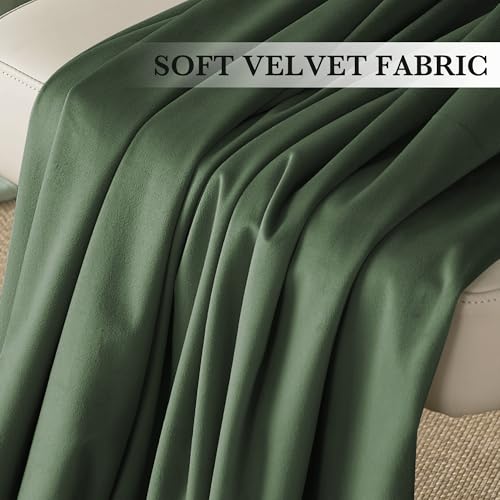 Army Green Velvet Blackout Curtains 96 inches for Bedroom (Army Green / 52"W x 96"L (Pack of 2))