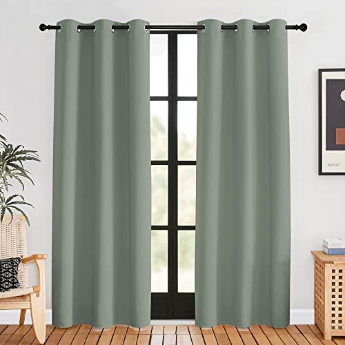 Window Curtain Panels (Greyish Green / 42"W x 80"L (Pack of 2))