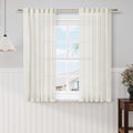 Cream Cafe Curtains 54 Inch Length for Kid Bedroom Office Back Tab Pocket Semi Sheer Short Linen Cream Curtain Tiers for Small Bathroom Window Basement 42x54 (42"W x 54"L (Pack of 2) / Natural)