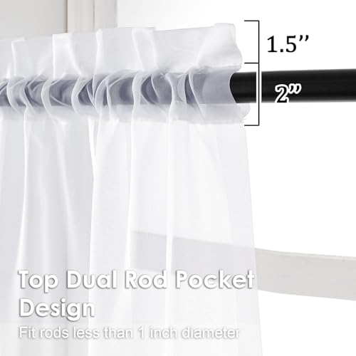 2 Pack White Sheer Curtain Panels (White / 42"W x 120"L (Pack of 2))