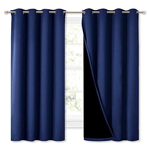 100% Blackout Curtain Panels (Royal Blue / 52"W x 63"L (Pack of 2))