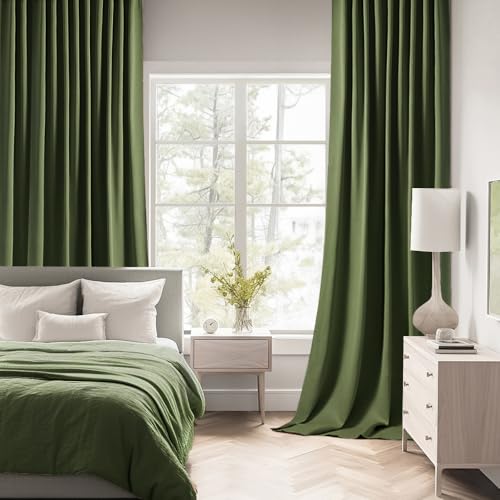 Olive Green Back Tab Blackout Curtains 52x84 Inch Length 2 Panel Set (Olive Green / 52"W x 84"L (Pack of 2))