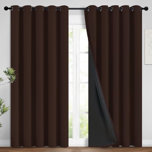 Chocolate Brown Blackout Curtains 96 Inches Long 62" Wide (62"W x 96"L (Pack of 2) / Chocolate Brown)