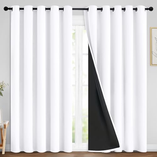 Pure White 100% Blackout Curtains 84 Inches Long 70" Wide 2 Panel (70"W x 84"L (Pack of 2) / Pure White)