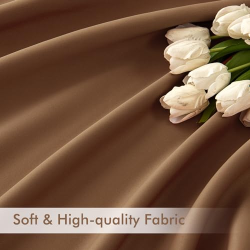 Cappuccino Brown Back Tab Blackout Curtains 52x120 Inch 2 Panels Set (Cappuccino Brown / 52"W x 120"L (Pack of 2))
