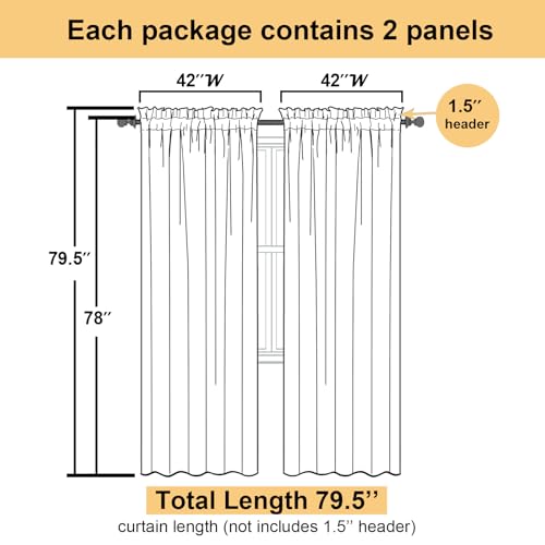 Lavender Sheer Curtains 78 Inches Long 2 Panels Set (Lavender / 42"W x 78"L (Pack of 2))