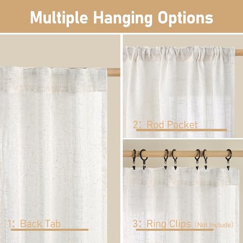 95 Inches Long Cream Linen Curtains for Living Room (Cream / 52"W x 95"L (Pack of 2))