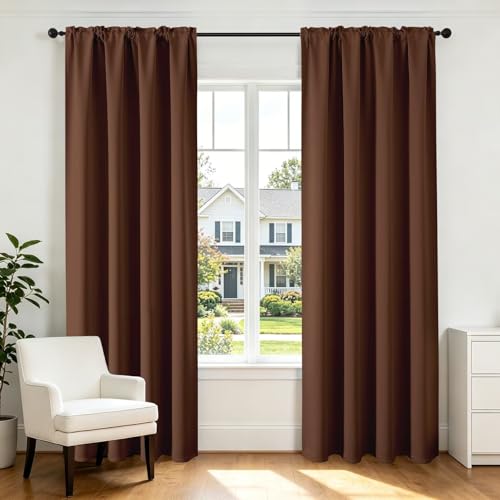 Brown Blackout Curtains 108 inch Length 2 Panels Set (Brown / 52"W x 108"L (Pack of 2))