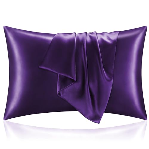 Zipper Satin Pillowcases (Plum Purple / King (20" x 36")-Zipper)