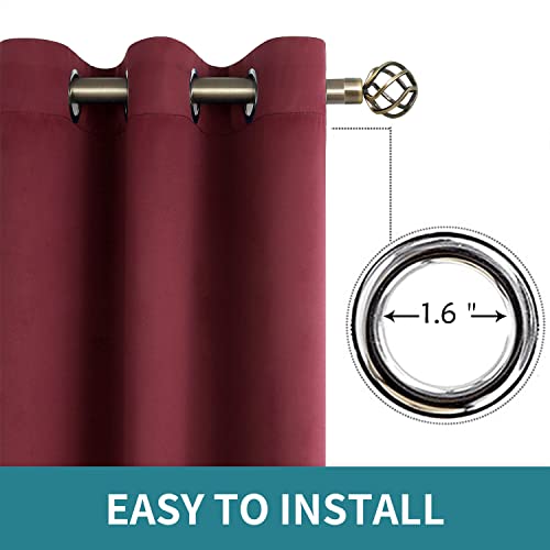 Burgundy Blackout Curtains for Bedroom 72 Inch Long (Burgundy / 42"W x 72"L (Pack of 2))