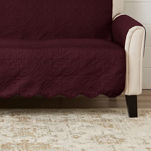 Reversible Loveseat Cover (Loveseat / Wine / Light Grey)