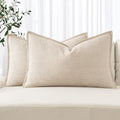 Decorative Linen Lumbar Pillow Covers 12x24 Inch Natural Beige (Natural Beige / 24" x 12" (Pack of 2))