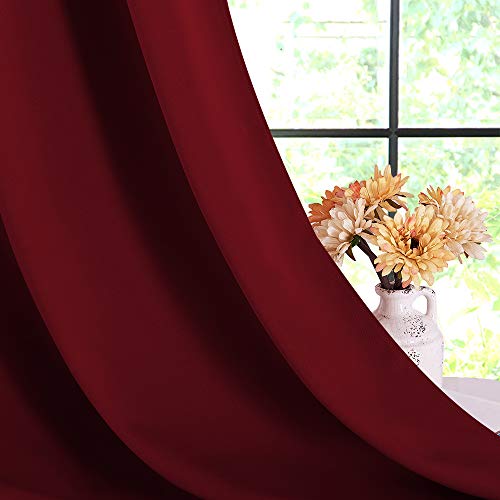 Christmas Bedroom Curtains Blackout Draperies (Burgundy Red / 42"W x 54"L (Pack of 2))