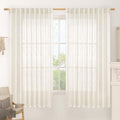 Light Filtering Linen Curtains 63 inches Long for Bedroom 2 Panels (Cream / 70"W x 63"L (Pack of 2))
