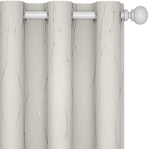 Living Room Curtains 84 Inches Long (Light Beige/Wave Dots / 38"W x 84"L (Pack of 2))