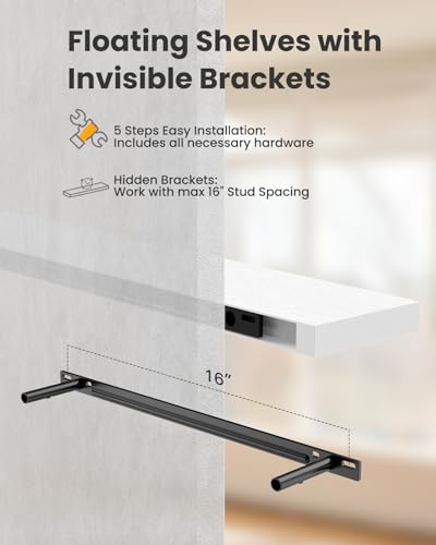 Amada 23.6" Floating Shelves for Wall Decor & Storage (White / 23.6 Inches)