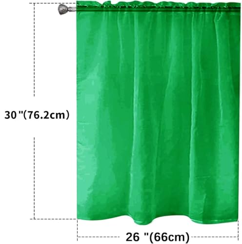 Basic Rod Pocket Sheer Voile Window Curtain Panels Green 1 Pair 2 Panels 26 Width 30 Inch Long for Kitchen Bedroom Children Living Room Yard（Green (Green / 26"W x 30"L (Pack of 2))