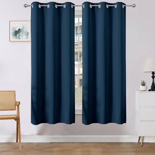 Blackout Curtains 72 Inches Long 2 Panels Set (Navy Blue / 37"W x 72"L (Pack of 2))