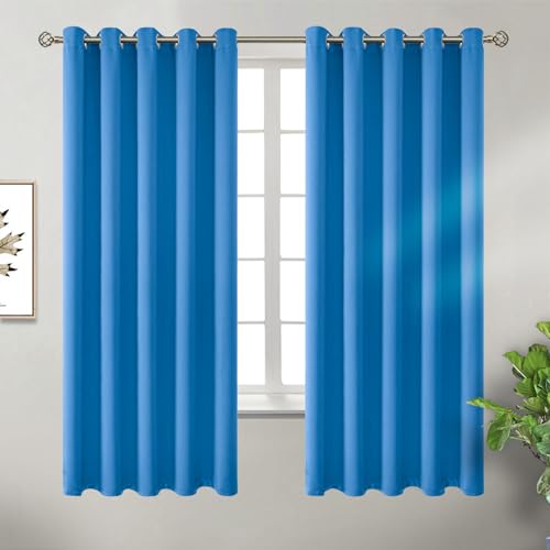 Classic Blue Blackout Curtains for Bedroom 63 Inch Long (Classic Blue / 70"W x 63"L (Pack of 2))