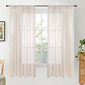 Oatmeal Linen Curtains 63 Inches Long for Bedroom Windows (Oatmeal / 42"W x 63"L (Pack of 2))
