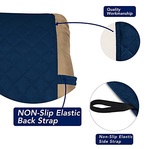 Reversible Quilted Oversized Recliner Sofa Cover (Small Recliner / Navy/Navy)