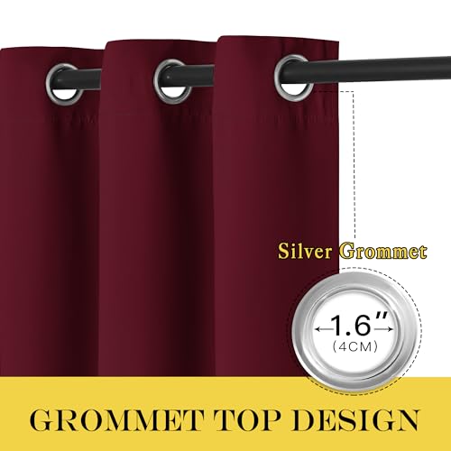 Blackout Room Divider Curtains 84 inch Length (Wine Red / 100"W x 84"L (Pack of 1))