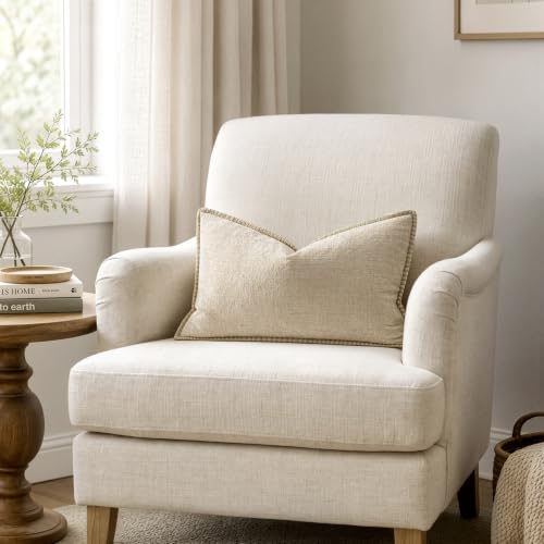 Decorative Lumbar Throw Pillow Covers 12x20 Inch Beige 2 Pack (Beige / 20" x 12" (Pack of 2))