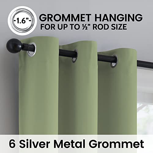 Sage 100% Blackout Curtains Room Darkening Living Room 63 Inch (Sage / 42"W x 63"L (Pack of 2))