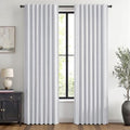 100% Blackout Linen Curtains 42 x 90 Inch Grayish White 2 Panels (Grayish White / 42"W x 90"L (Pack of 2))