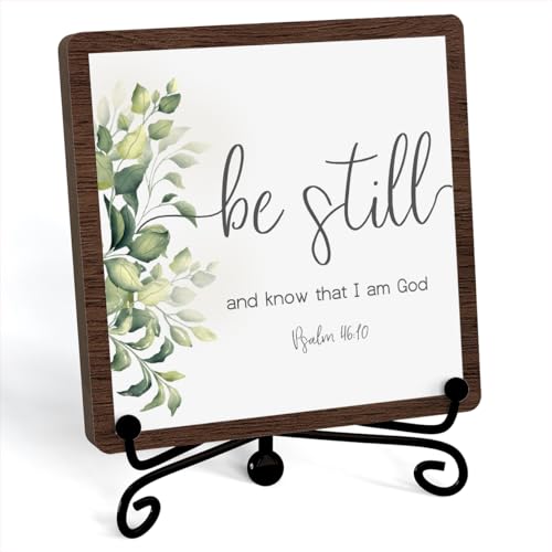 Be Still And Know That I Am God Table Sign (Be Still And Know That I Am God / Wooden Sign with Iron Stand)