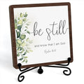 Be Still And Know That I Am God Table Sign (Be Still And Know That I Am God / Wooden Sign with Iron Stand)
