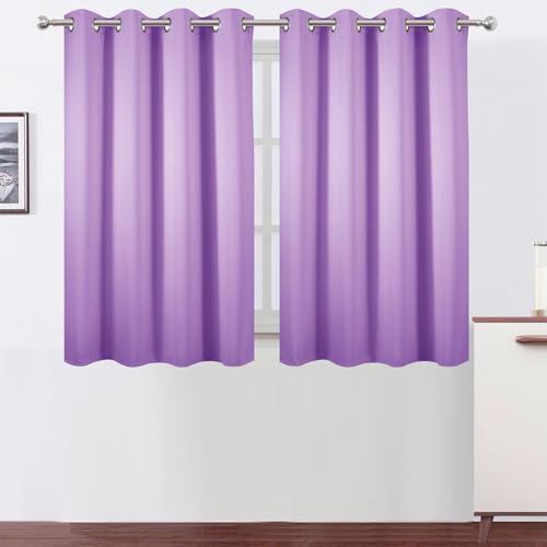 Blackout Curtains 66 x 54 Inch Long Lavender Curtains Set of 2 Panels Room Darkening Curtains for Bedroom and Living Room (Lavender / 66"W x 54"L (Pack of 2))