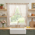 Ivory Floral Linen Kitchen Tier Curtains 50x45 Inch 2 Panels (A| Ivory / 50"W x 45"L (Pack of 2))