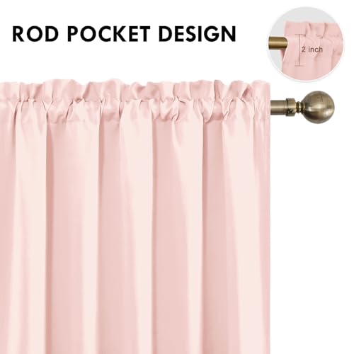 Wide Blackout Curtains for Bedroom 70 x 63 Inch Long Blush Pink (Blush Pink / 70"W x 63"L (Pack of 2))