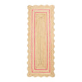 Wave Scalloped Jute Runner Handwoven Hallway Runner Dark Pink 2'x6' (2'x6' / Dark Pink)