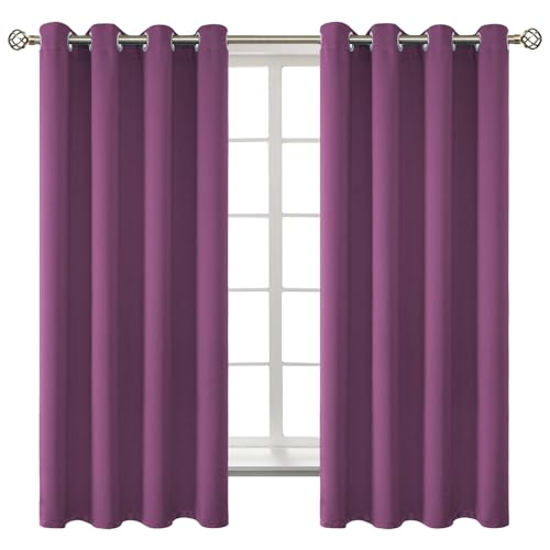 Eggplant Purple Blackout Curtains for Bedroom 63 Inch (Eggplant Purple / 52"W x 63"L (Pack of 2))