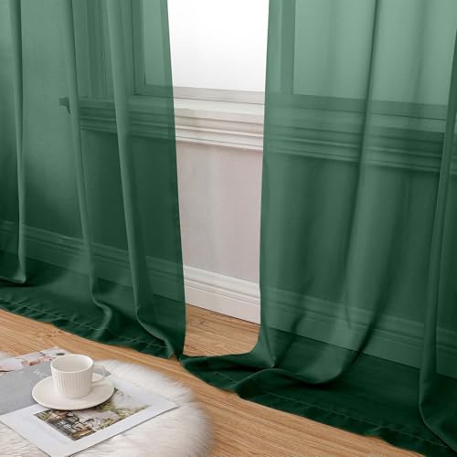 Hunter Green Sheer Curtains 84 Inches Long 2 Panels (Hunter Green / 42"W x 84"L (Pack of 2))