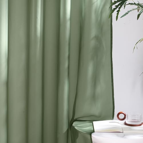 Voile Sheer Forest Green Christmas Curtains (Forest Green / 54"W x 84"L (Pack of 2))