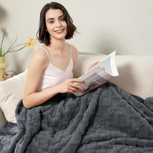 Fleece Throw Blanket for Couch Sofar 50"x60" Grey (Gray / Throw(50×60in))