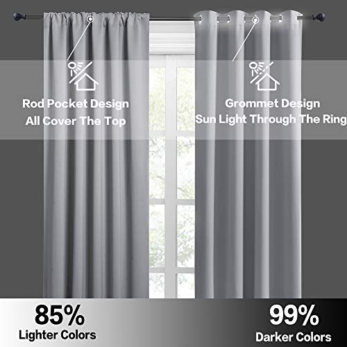 Blackout Curtains for Bedroom Living Room Nursery 72 inches Long (Silver Grey / 42"W x 72"L (Pack of 2))